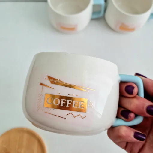 ماگ coffee دسته آبی - Image 2